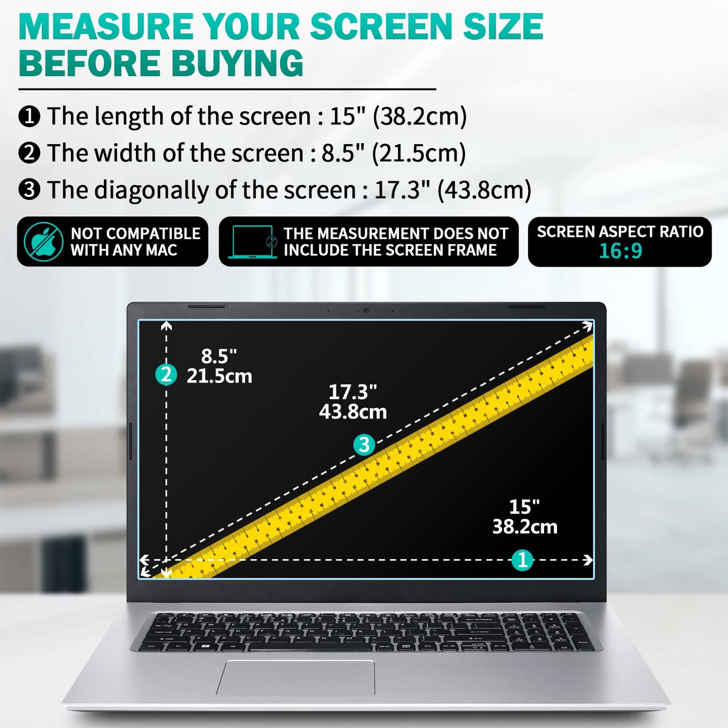 F FORITO 2-Pack 17.3 inch Anti Blue Light Laptop Screen Protector, Compatible with 17.3” HP/Lenovo/Acer/ASUS/MSI Laptop with 16:9 Aspect Ratio, Anti Glare & Anti Scratch Laptop Screen Filter