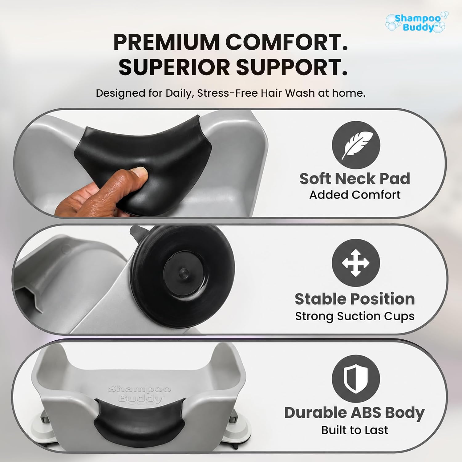 Shampoo Buddy Portable Hair Wash Basin for Kids, Toddlers & Teens, Grey