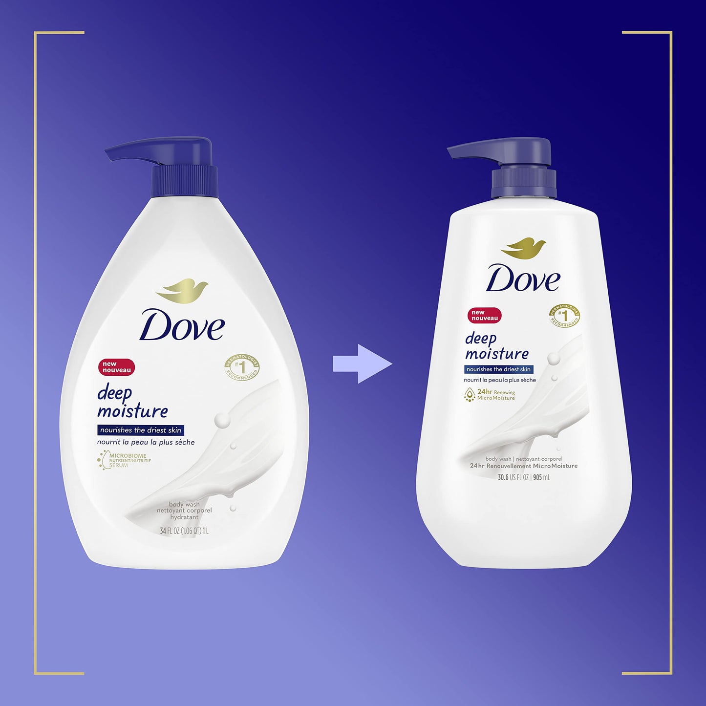 Dove Body Wash with Pump with Skin Natural Nourishers Instantly Soft Skin and Lasting Nourishment Deep Moisture Cleanser Effectively Washes Away Bacteria While Nourishing Your Skin 30.6 oz (Pack of 3)