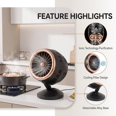Portable Range Hood with Cooling Filter, Ionic Tech Desktop Exhaust Fan