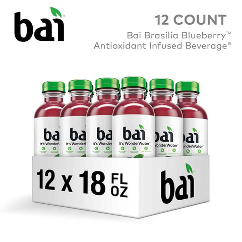 Bai Antioxidant Infused Water Beverage, Brasilia Blueberry, with Vitamin C and No Artificial Sweeteners, 18 Fluid Ounce Bottle, 12 Pack