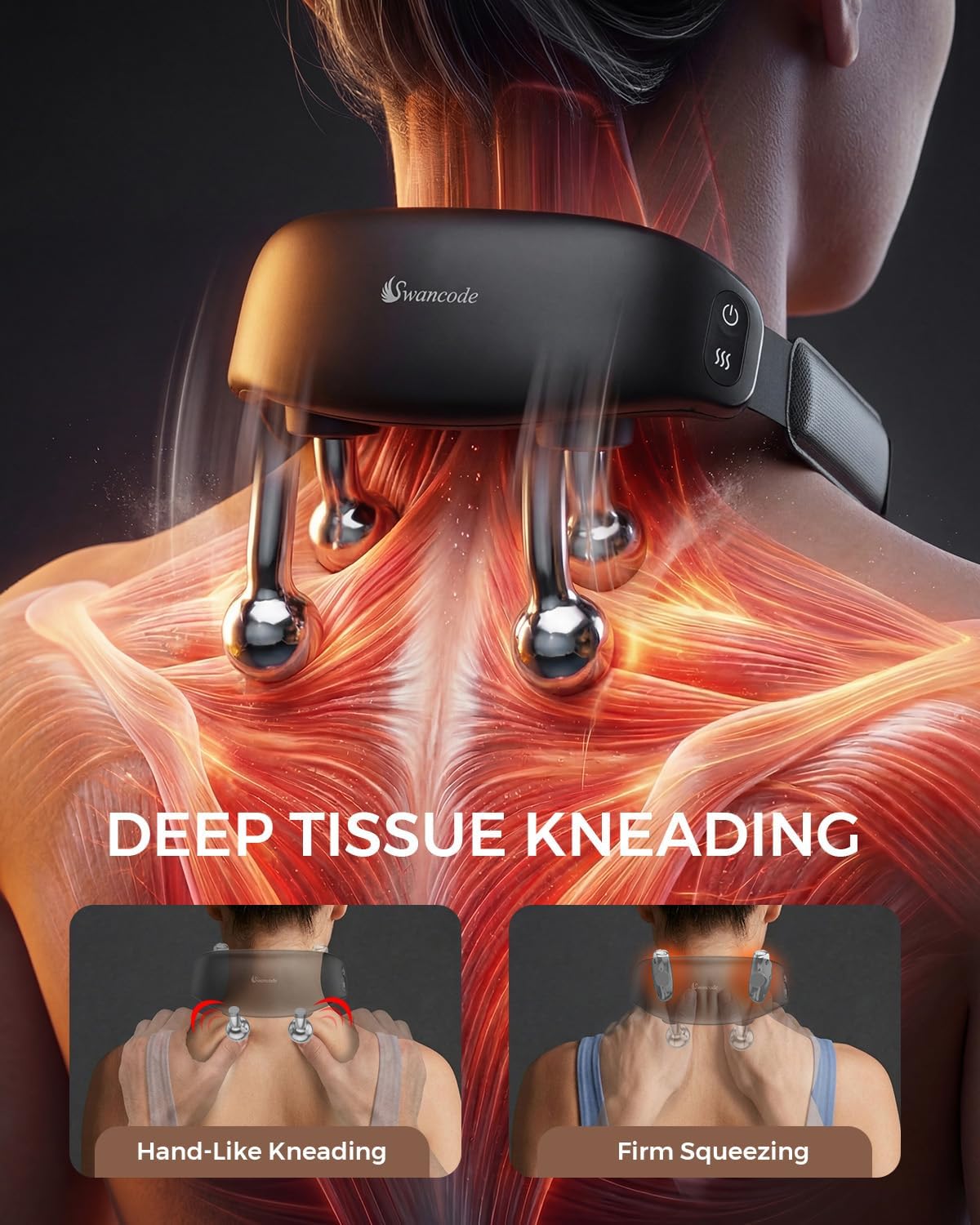 Upgraded Neck Massager for Pain Relief Deep Tissue with Heat