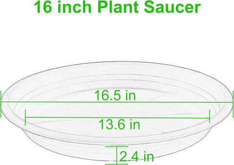 4 Pack of 16 inch Plant Saucer, Large Plant Tray, Heavy Sturdy Plant Drainage Tray for Indoors, Bird Bath Bowls, Sturdy 18 inch Plastic Pot Tray for Planter (White)