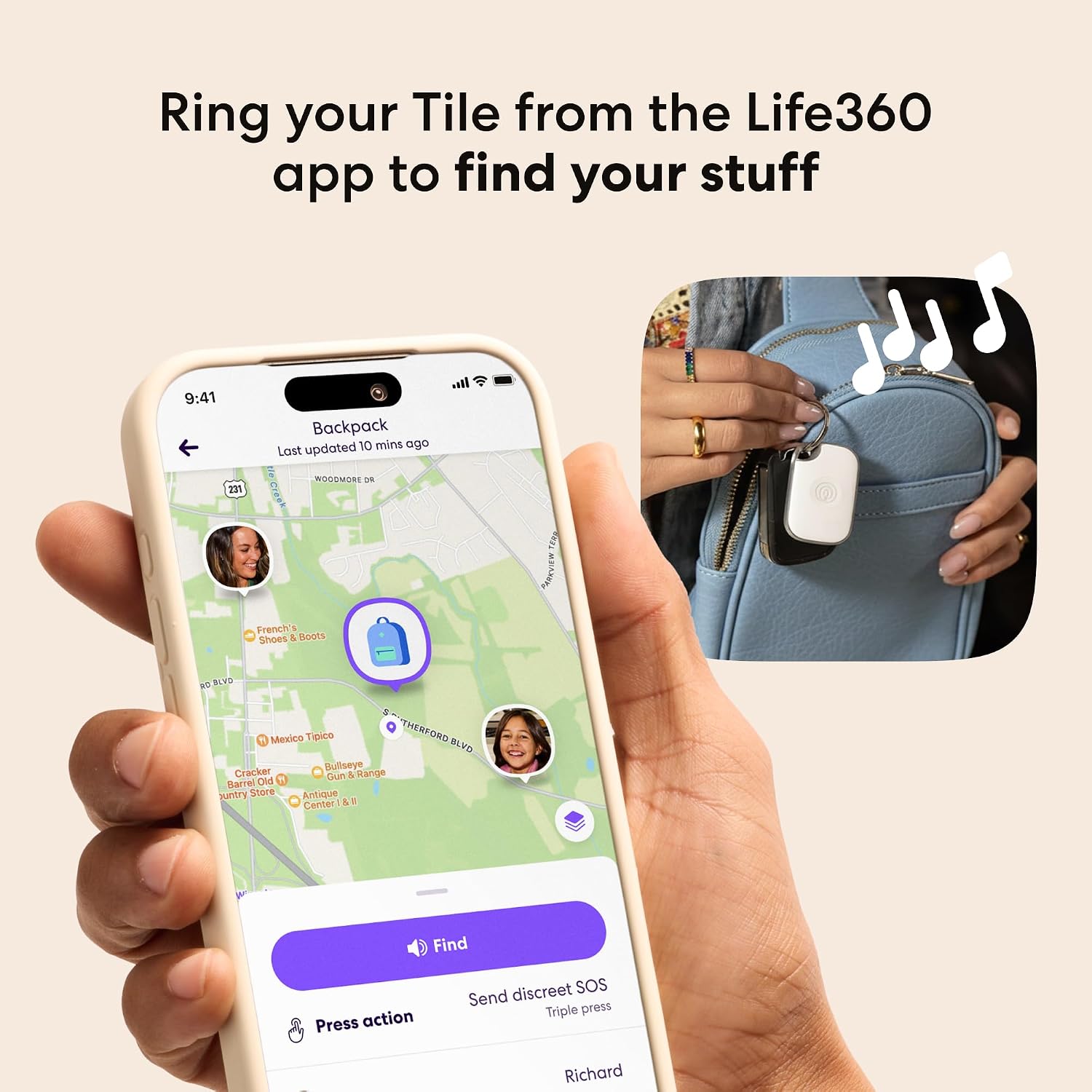 Life360 Tile Pro - Powerful Bluetooth Tracker, Key Finder and Item Locator for Keys, Bags and More. Both iOS and Android Compatible. Phone Finder. 1-Pack (Black)