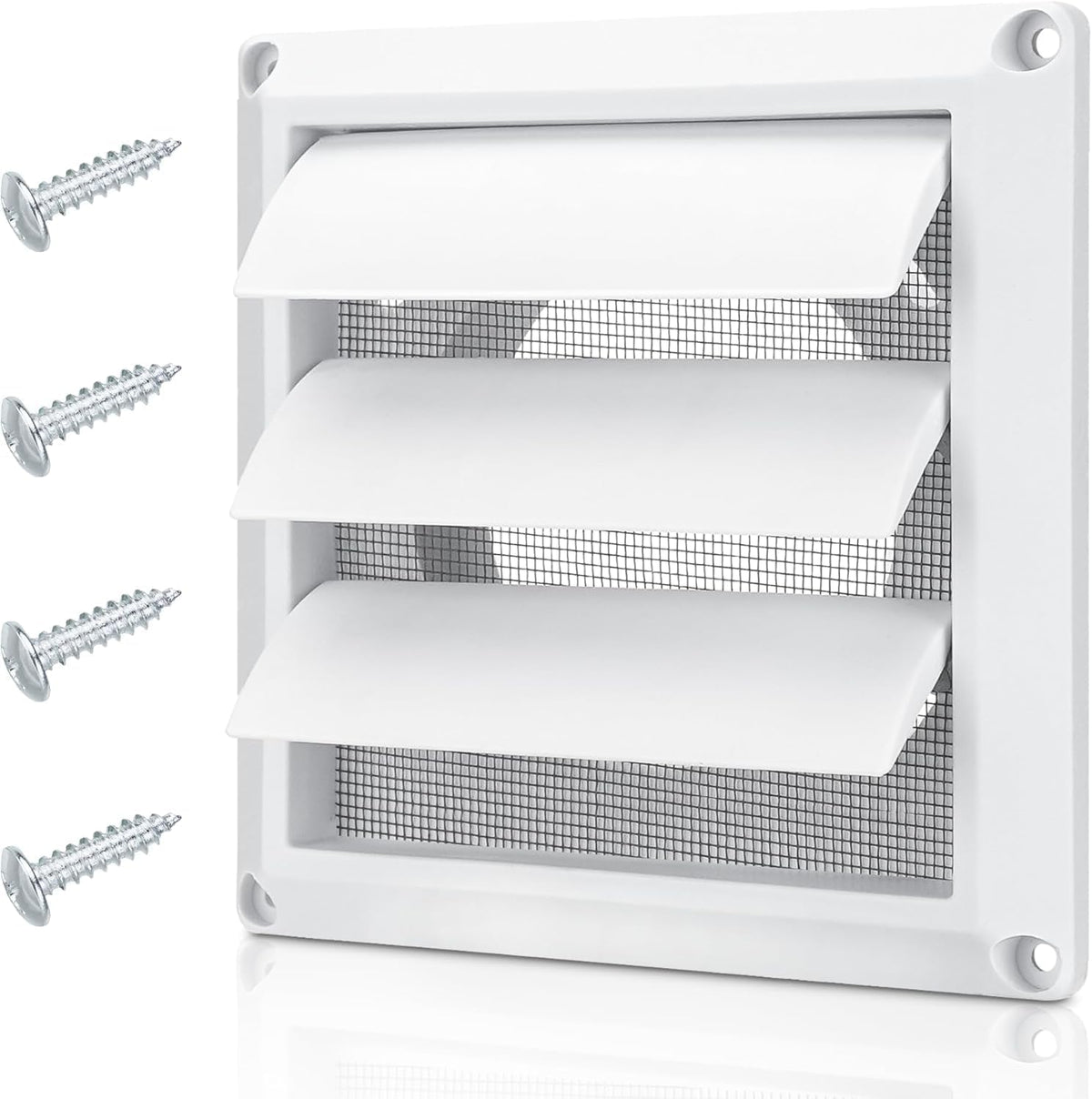 4 Inch Outdoor Dryer Vent Cover Louvered with Screen for Exterior Wall