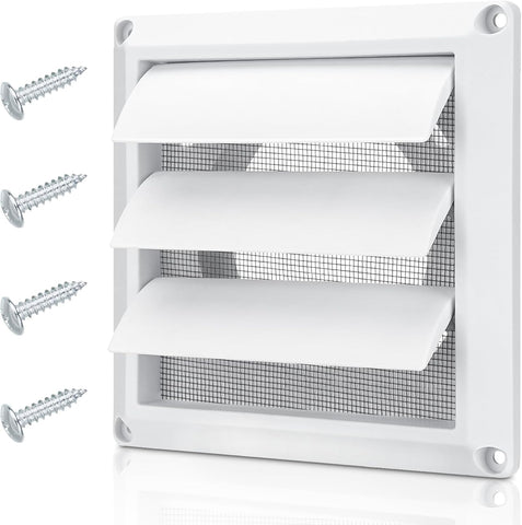 4 Inch Outdoor Dryer Vent Cover Louvered with Screen for Exterior Wall