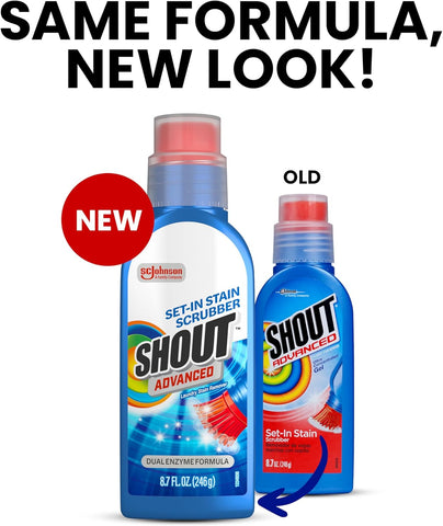 Shout Advanced Set-In Stain Scrubber Laundry Stain Remover, 8.7oz, (1-Pack)