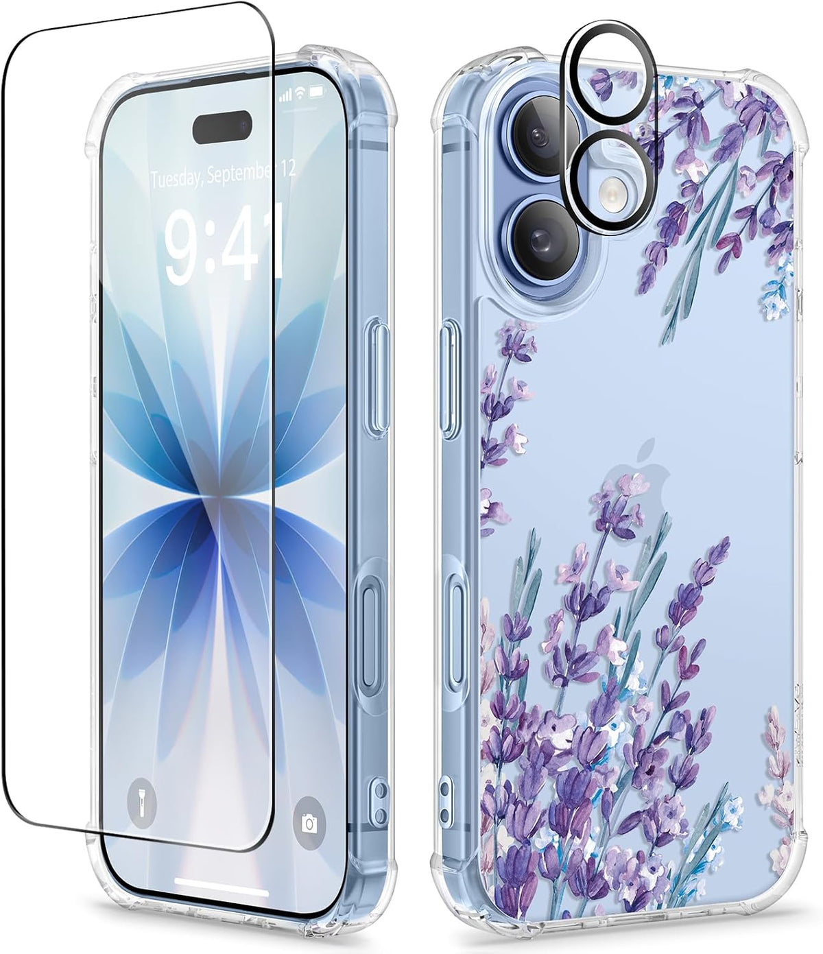 GVIEWIN for iPhone 17 Case Floral, Slim Clear Non-Yellowing