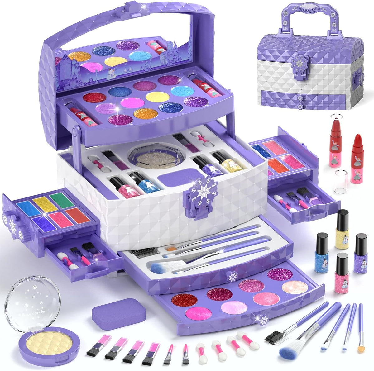 56 Pcs Kids Makeup Set for Girls, Washable Real Cosmetic Toddler Makeup Kit