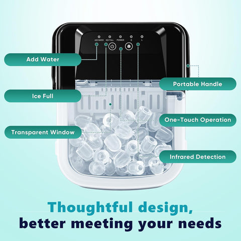 OLIXIS Countertop Ice Maker with Self-Cleaning, Portable Ice Maker Machine