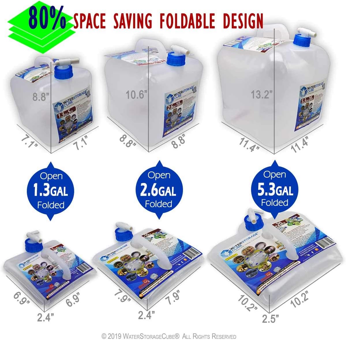 WaterStorageCube Collapsible Water Container with Spigot (2.6 Gal (1-Pack))