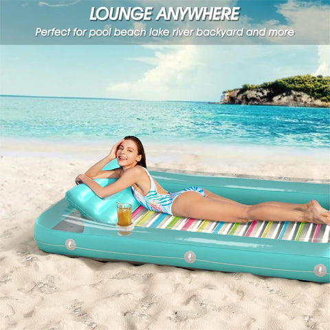 Inflatable Tanning Pool Lounger Float - Jasonwell 4 in 1 Sun Tan Tub Sunbathing Pool Lounge Raft Floatie Toys Water Filled Tanning Bed Mat Pad for Adult Blow Up Kiddie Pools Kids Ball Pit (MG,L)
