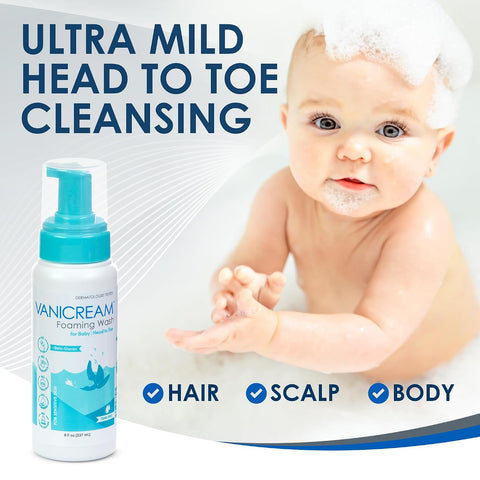 Vanicream Foaming Wash for Baby, Gentle Tear-Free Cleanse & Moisture, 8 Oz