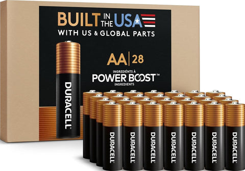 Duracell Coppertop AA Batteries, 28 Count, 12-Year Shelf Life, Storage Tray