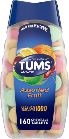 TUMS Smoothies Antacid Tablets, Heartburn Relief, Assorted Fruit, 160 Count