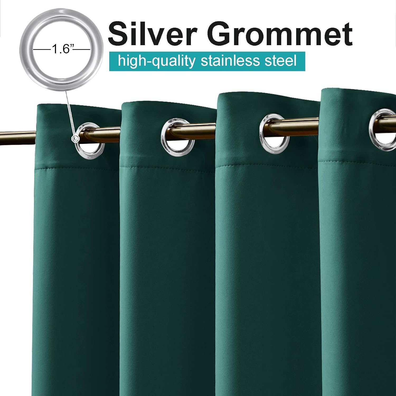 NICETOWN Exterior Waterproof Curtain for Patio Extra Wide, Thermal Insulated Grommet Sunlight Block Weighted Outdoor Divider for Porch/Yard/Sliding Glass Door, W120 x L95, 1 Panel, Hunter Green