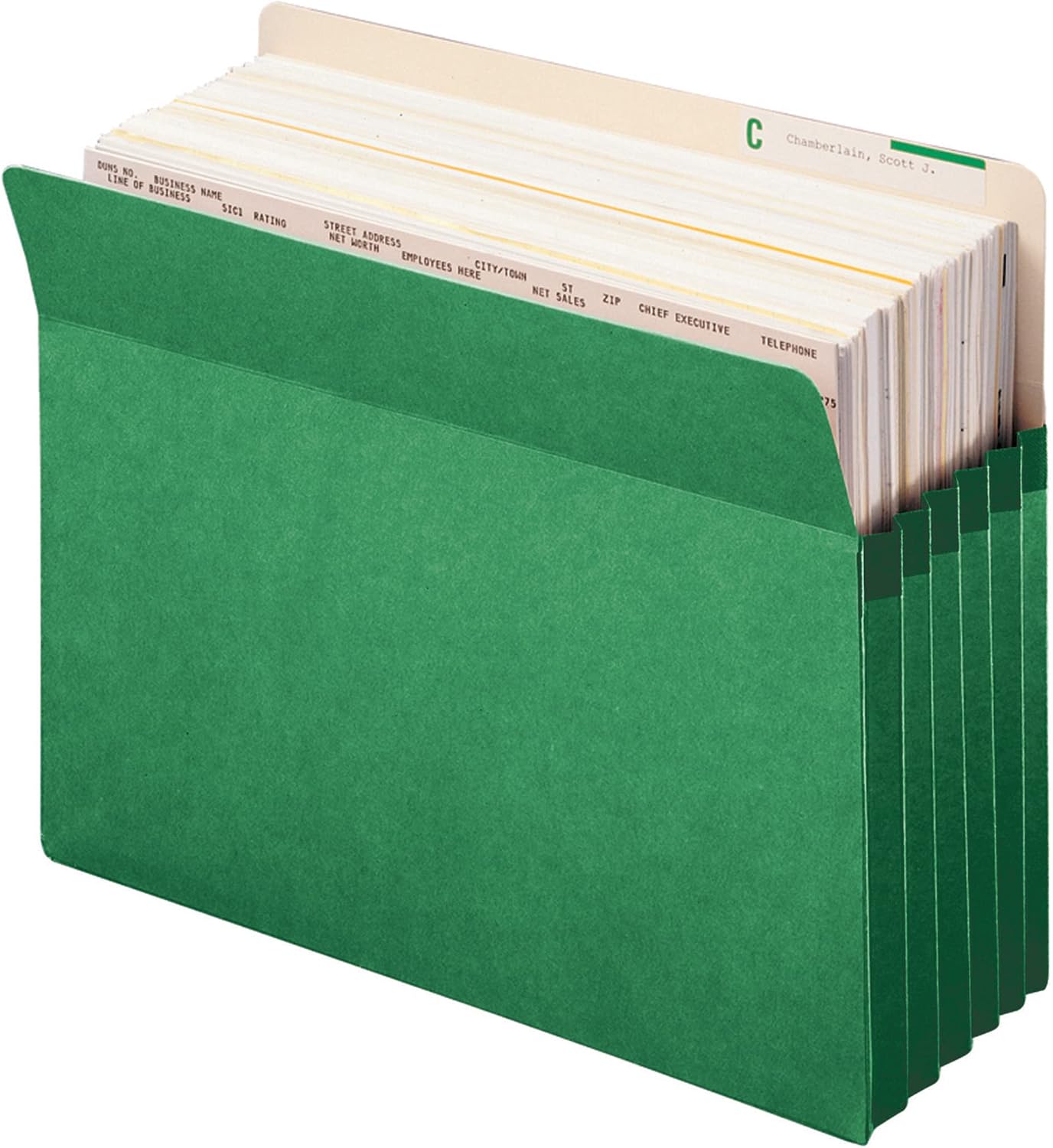 Smead File Pocket, Straight-Cut Tab, 5-1/4" Expansion, Letter Size, Green, 10 per Box (73236)