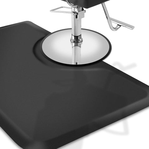 Saloniture 3 ft. x 5 ft. Salon & Barber Shop Chair Anti-Fatigue Floor Mat - Black Rectangle - 7/8 in. Thick