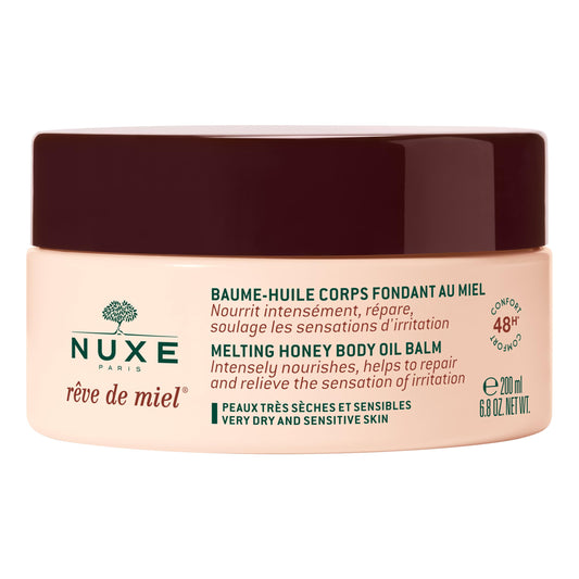 NUXE Rêve de Miel Melting Honey Body Oil Balm - Intense Moisture & Soothing Relief for Very Dry and Sensitive Skin, 6.8 Oz