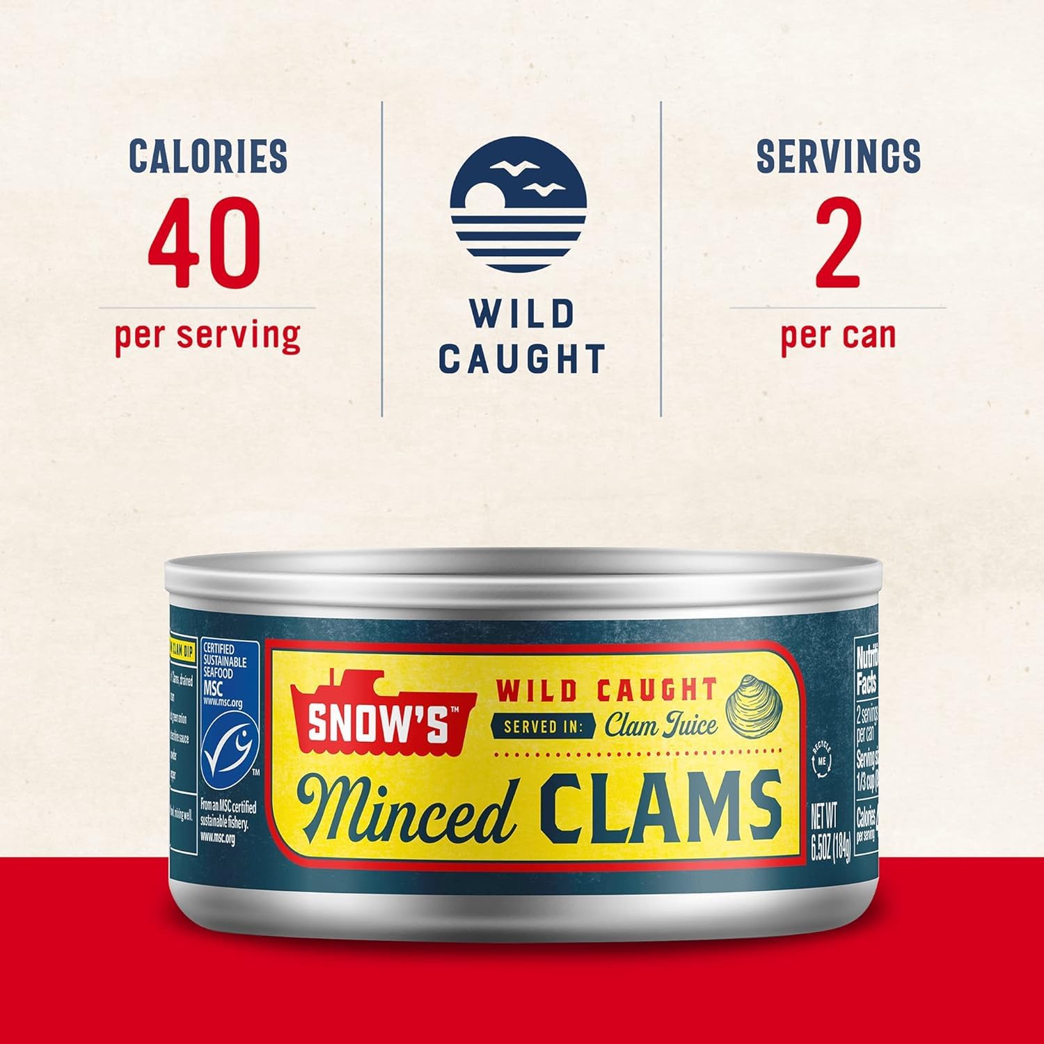 Snow's Wild Caught Minced Clams Canned, 6.5 oz Can (Pack of 12) - 5g Protein Per Serving - Gluten Free, Keto Friendly, 99% Fat Free