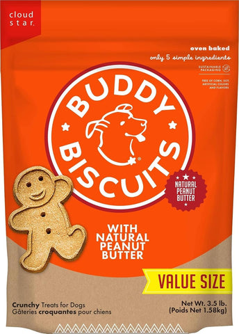 Buddy Biscuits Crunchy Dog Treats, Peanut Butter, 3.5 lbs. Bag
