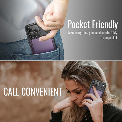Vinich for iPhone 17 Pro Wallet Case with Card Holder, Purple