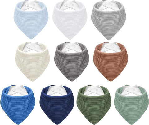 NISXABEBE Muslin Baby Bibs,Soft Triangular Baby Bandana Drool Bibs for Baby Boy Girl,Solid Colors Bib for Drooling Teething