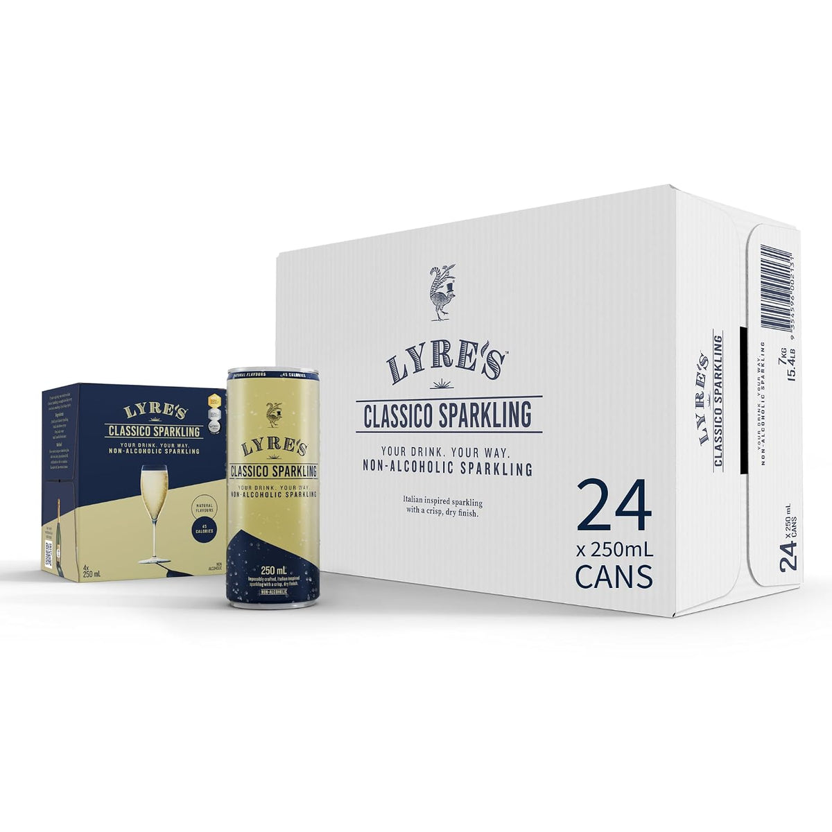 Lyre’s Classico Sparkling Wine 24-Pack, Non Alcoholic Wine, Canned Mocktail