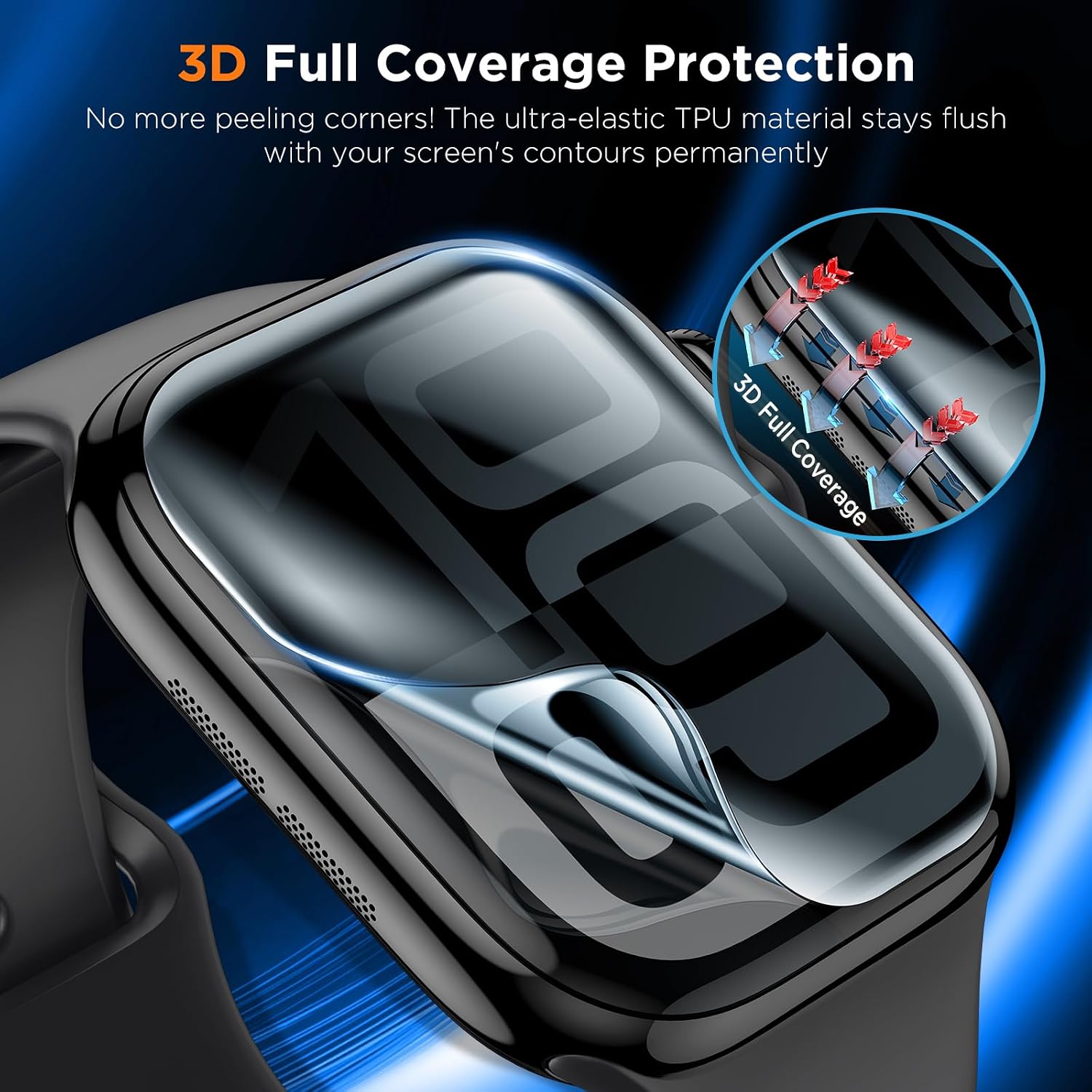 LK 4Pack for Apple Watch Series 11/10 46mm Privacy Screen Protector