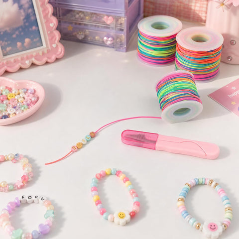 Bracelet String Rainbow Elastic Cord with Scissors 1mm 1.2mm 1.5mm