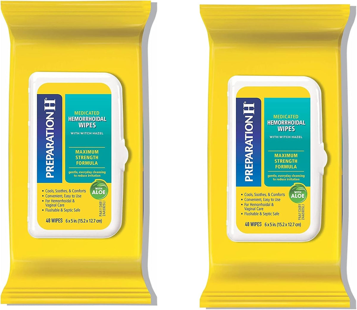 Preparation H Hemorrhoid Flushable Wipes with Witch Hazel for Skin Irritation Relief - 48 Count (Pack of 2)