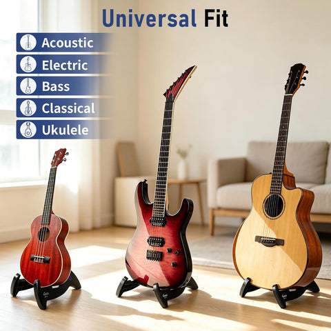GUITTO Guitar Stand Tripod Adjustable Classic A-Frame Stand Universal for Acoustic and Bass Electric Guitars Folding Floor Travel Stand Small Single Holder (GGS-01)