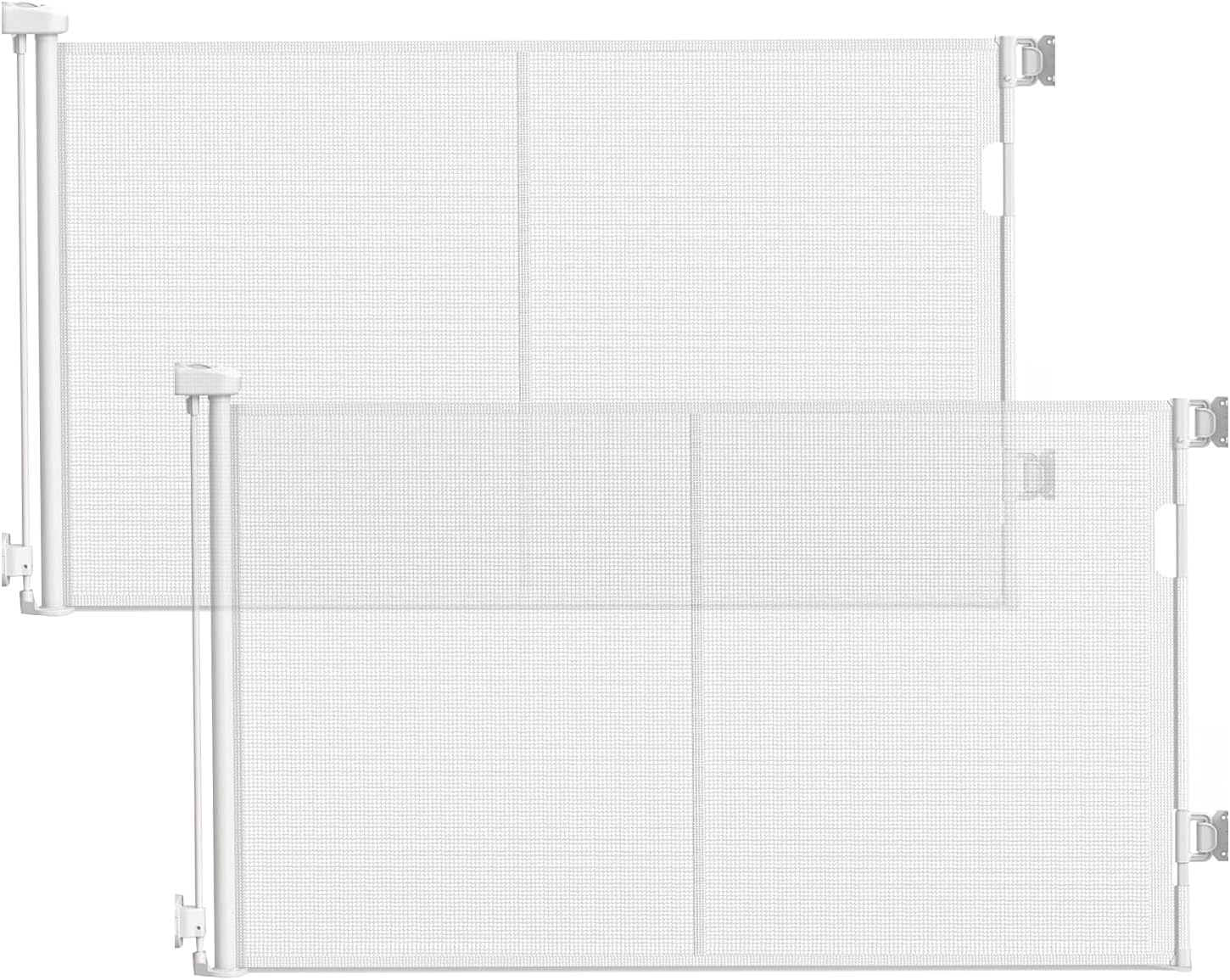 2 Pack 60" Wide Reinforced Retractable Gate, Prevents Crawling Under, White