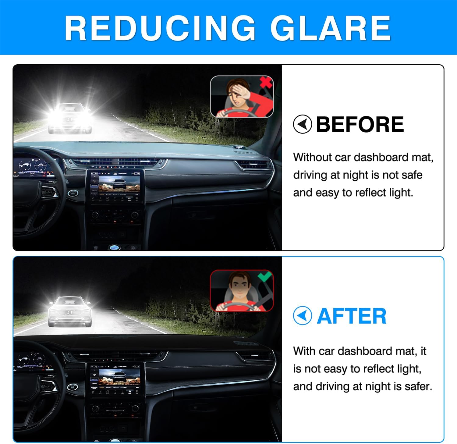 Autorder Dashboard Cover Mat for Jeep Grand Cherokee 4XE 2022-2025 2026 Accessories Dash Cover Upgrade Velvet Dash Mat Sunshade Glare UV Rays Protector