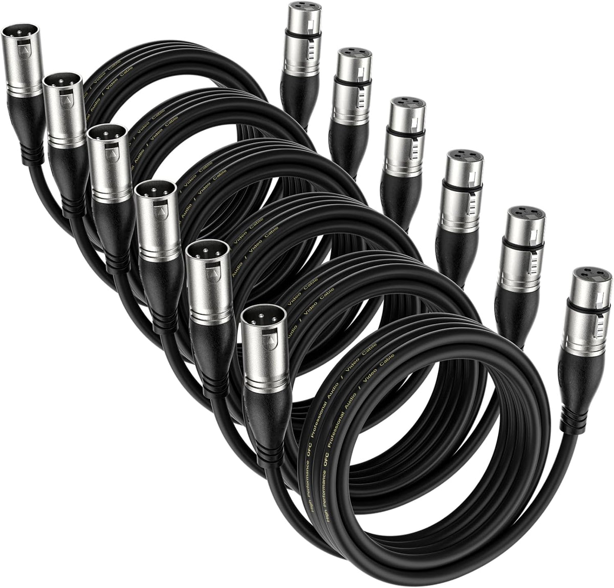 EBXYA XLR Cable 25ft 6 Packs Microphone Cable with 3-Pin XLR Male to Female