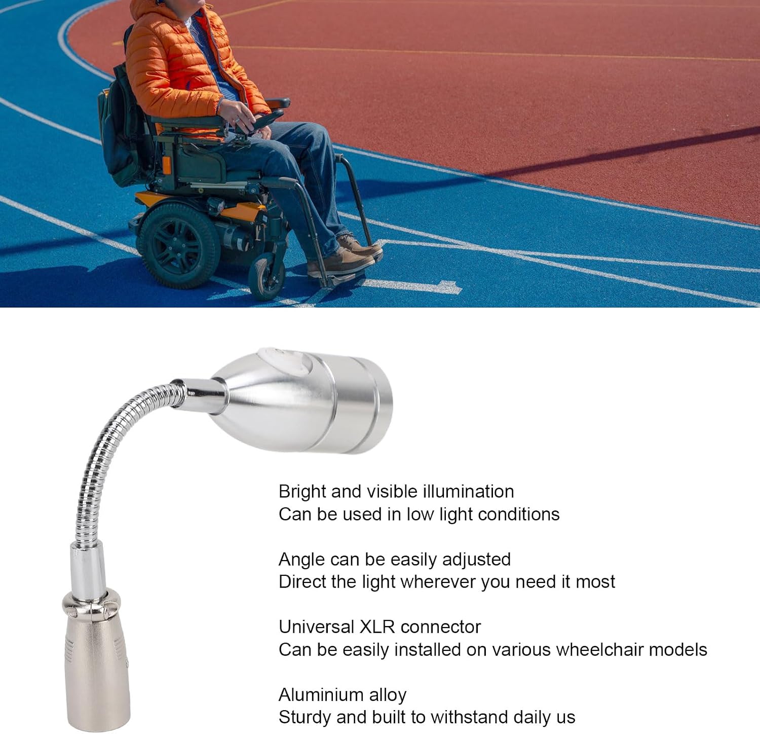 Universal LED Wheelchair Light Adjust Angle 3 Pin XLR Head Electric Wheelchair Light for Night Use