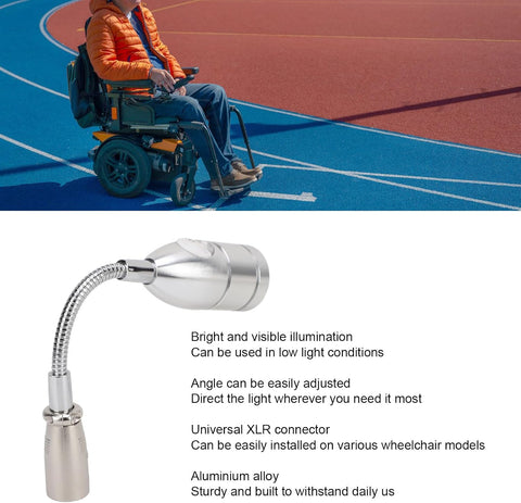 Universal LED Wheelchair Light Adjust Angle 3 Pin XLR Head Electric Wheelchair Light for Night Use