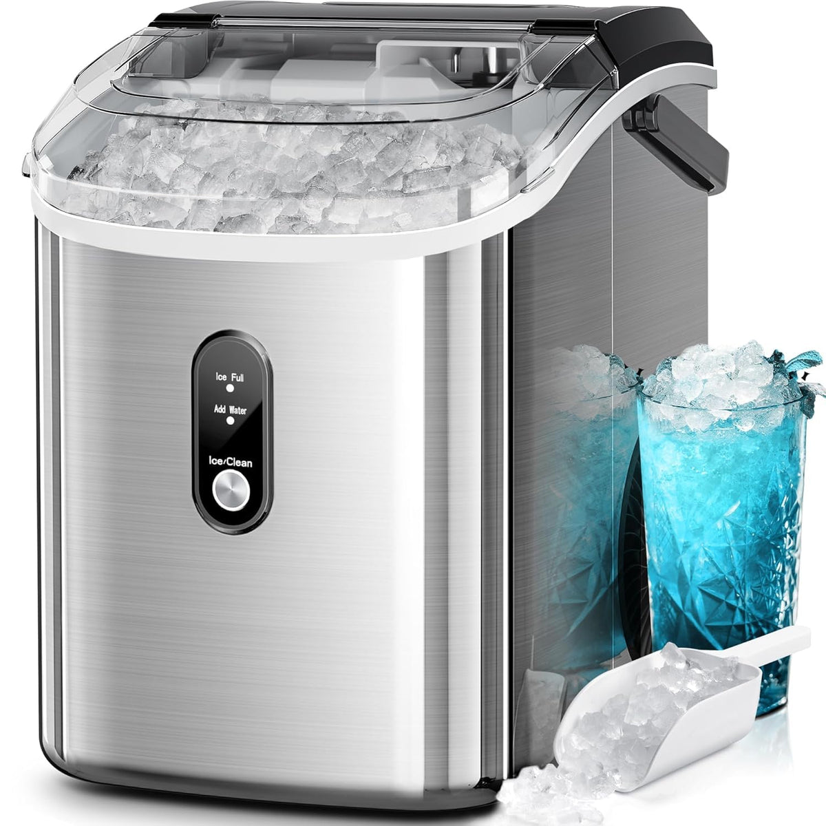 Kismile Nugget Ice Makers Countertop,35Lbs/24H,Self-Cleaning,Chewable Ice