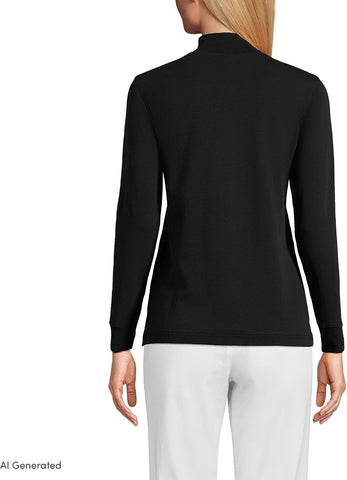 Lands' End Women's Cotton Mock Turtleneck