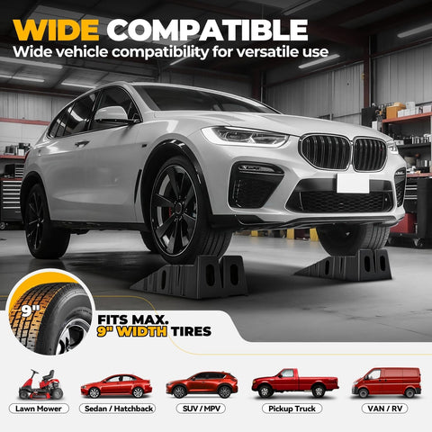 Auto Dynasty Car Ramps for Oil Changes, Low-Profile 2Pcs 2.5 Ton Capacity