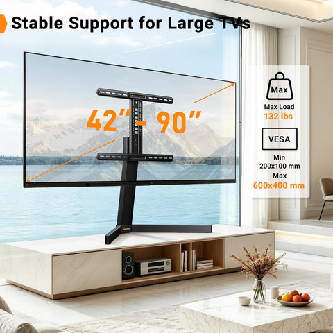 Perlegear Swivel TV Stand with Power Outlet for 42–90" TVs up to 132 lbs