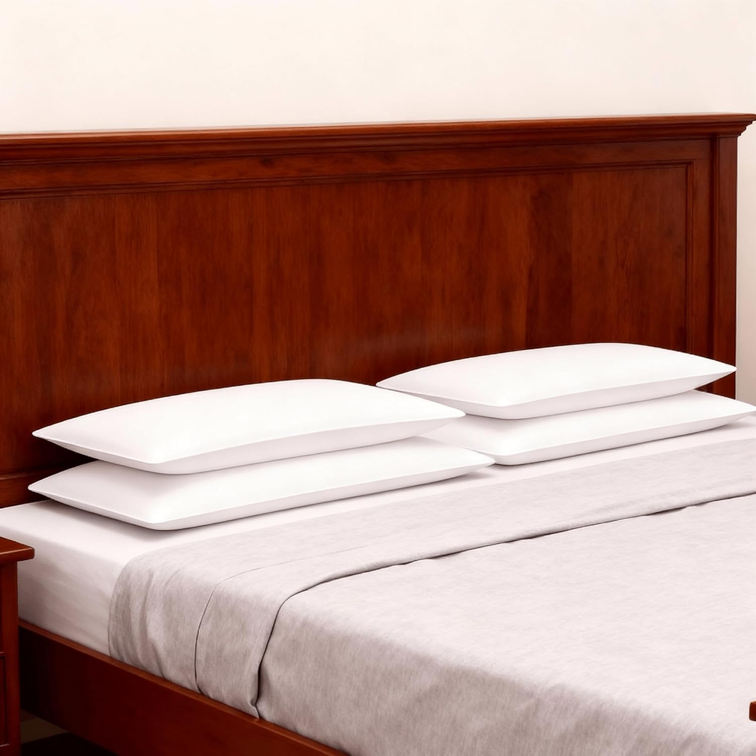 Bed Flat Thin Pillows for Sleeping, Soft Low Profile King Size Set of 2