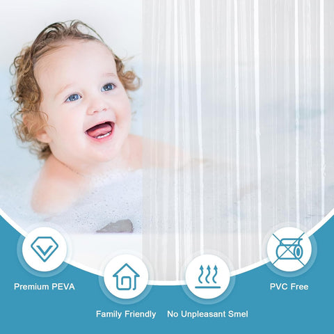 EurCross Clawfoot Tub Clear Shower Curtain 180x72 inch with 30 Holes and Free Hooks,Extra Large Wide Clear Shower Curtain Liner with 5 Magnet Weights, 9G Thickness Premium PEVA,Waterproof