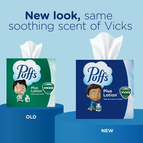 Puffs Plus Lotion with Vicks Facial Tissues, 24 Cubes, 48 Tissues per Box
