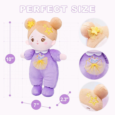 OUOZZZ Soft Plush Baby Doll 10" Daisy Purple Snuggle Buddy