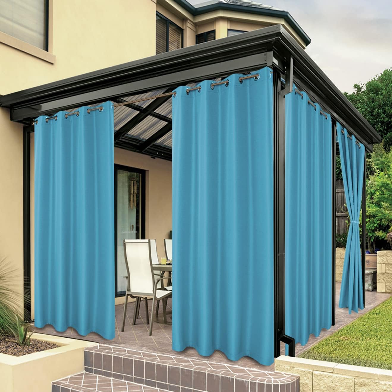 BONZER Waterproof Outdoor Curtains for Patio Porch Pergola Cabana