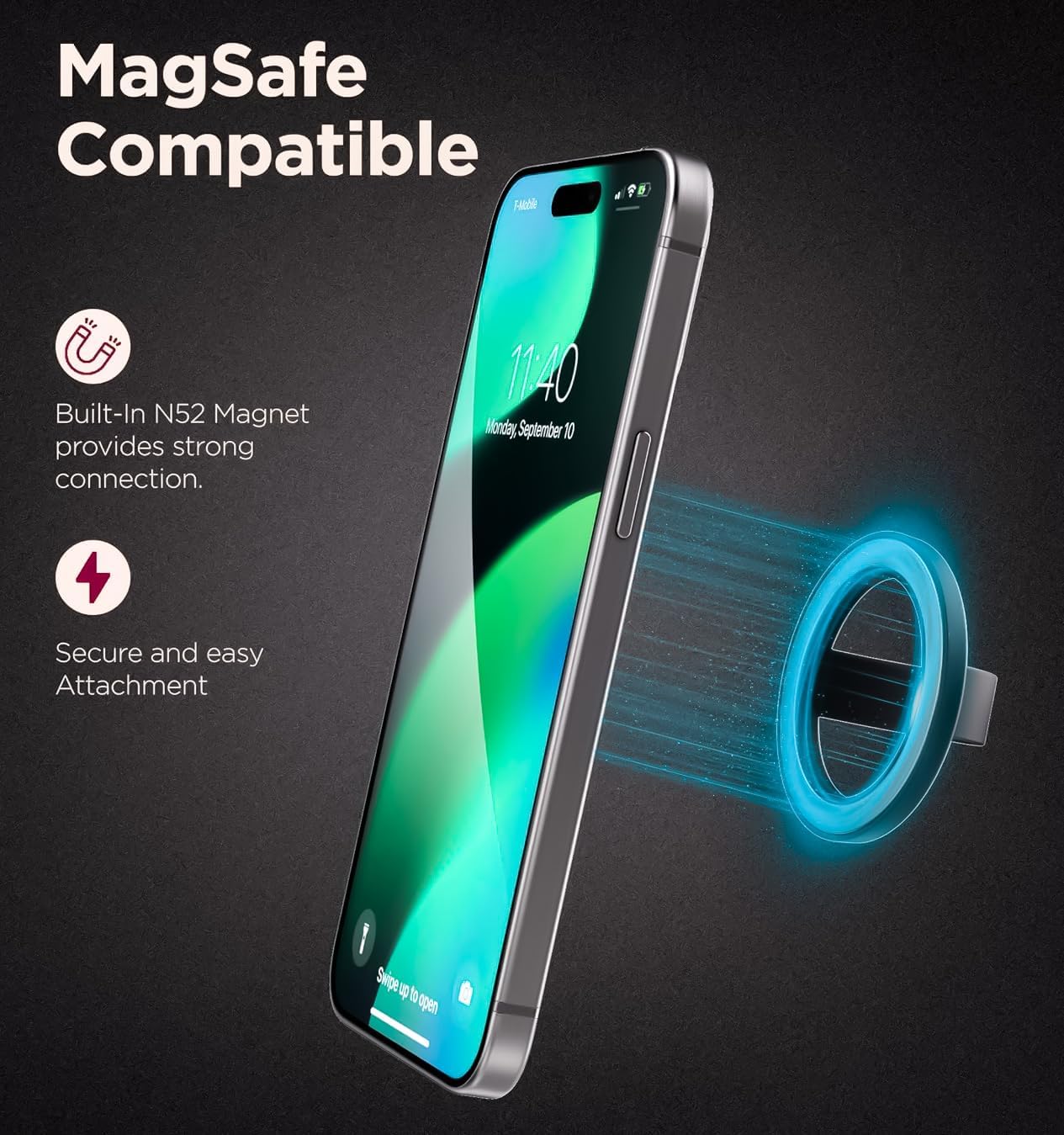Encased Magnetic Phone Grip Holder (Compatible with MagSafe) Thin Silicone Finger Loop Ring for iPhone (Neutral)