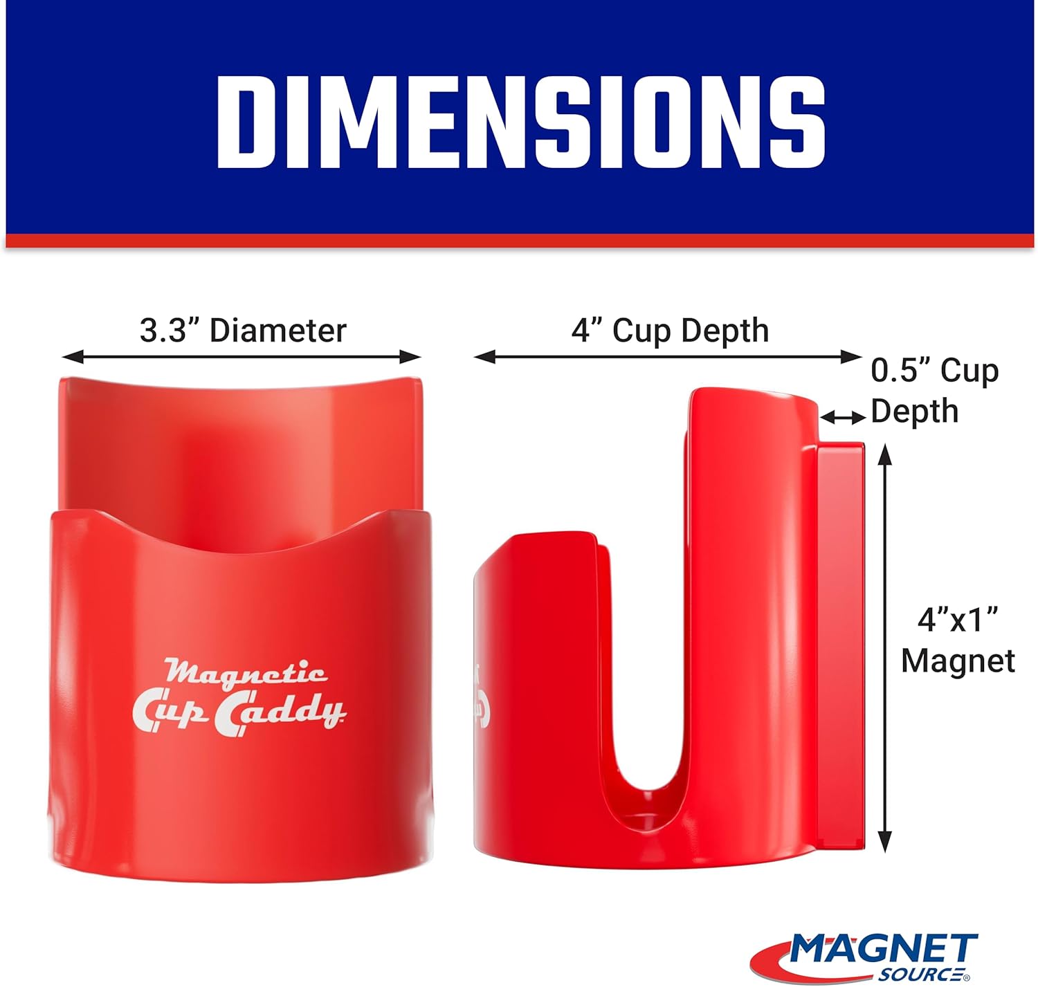 Master Magnetics Magnetic Cup Holder - Caddy for Bottles, Glasses, and Cans - Fits on Fridge, Lawnmower, Forklift, Cart, or Ladder - Heavy-Duty Magnet