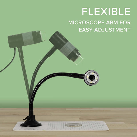 Plugable Digital Microscope with Flexible Arm Observation Stand Compatible with USB and USB-C Windows, macOS, ChromeOS, iPad (USB C), Android, Linux Systems (2MP, 250x Magnification)