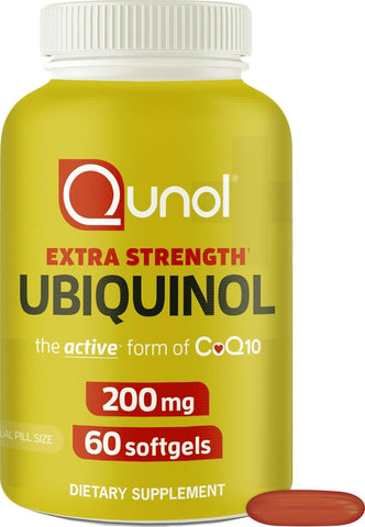 Qunol Ubiquinol 200mg, Extra Strength, Powerful Antioxidant, 60 Softgels | #1 Cardiologist Recommended Supplement for Heart Health, Coenzyme Q10 Supplement to support Vascular Health & Cellular Energy
